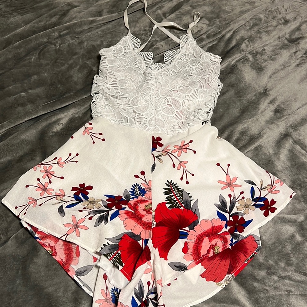 Floral romper with open back